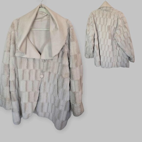 Chi Falchi  Faux Fur Leather Coat  Jacket Shawl Collar  Womens Plus Size  1X - Picture 1 of 16